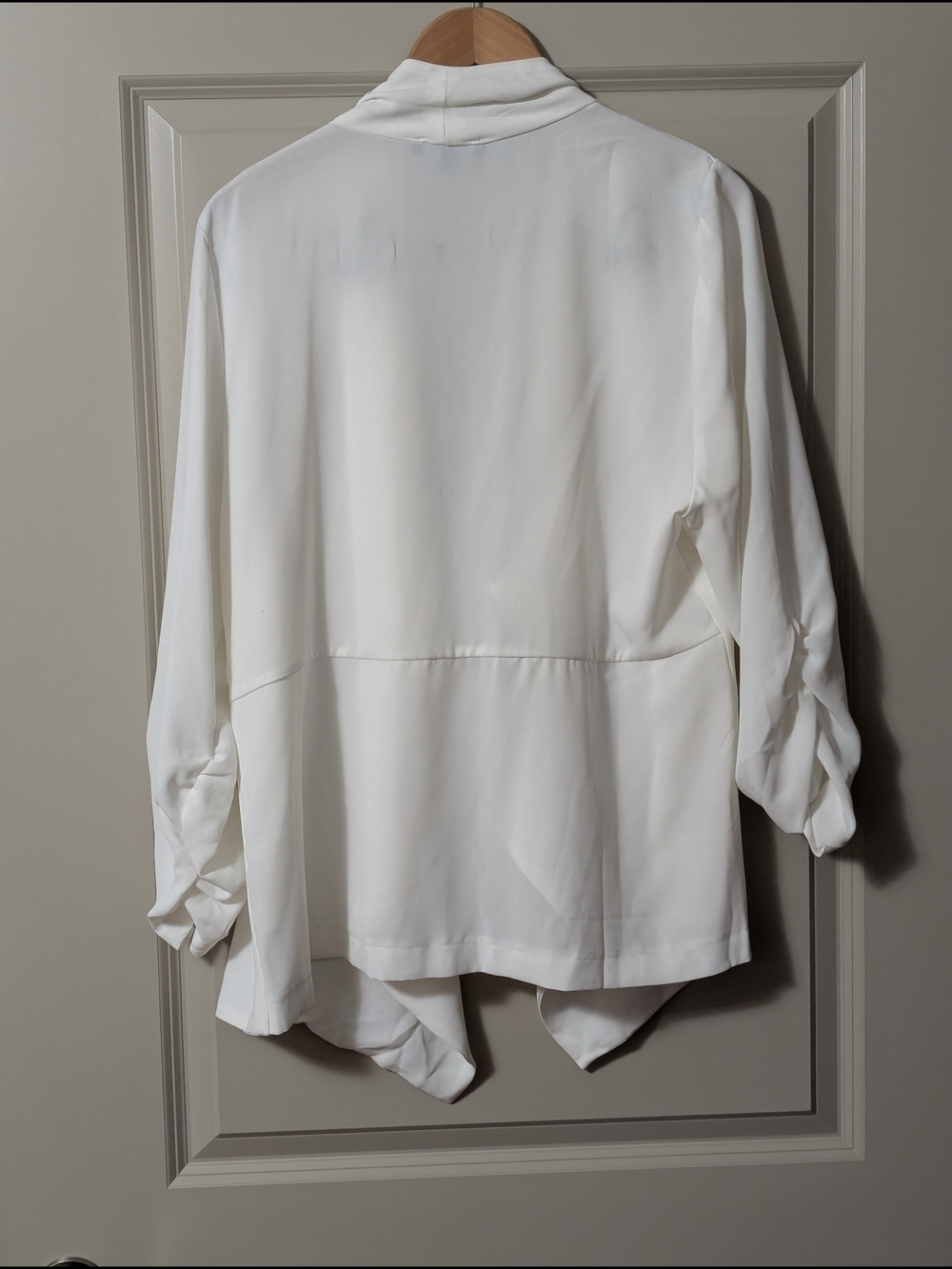 White Draped Open Front Jacket - Picture 2 of 3